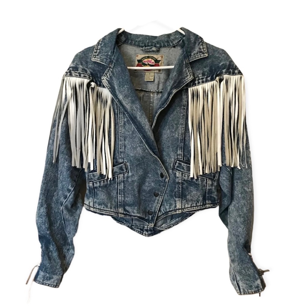 Rock Creek-Vintage Jean Jacket w/leather tassels-Good preowned condition